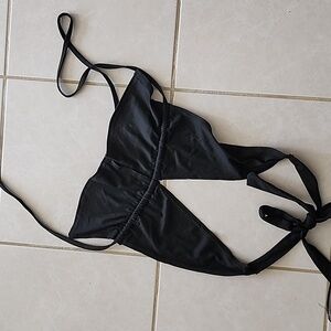 Sexy Black Crop Top Poly Feels Like Cotton Adjustable Strings